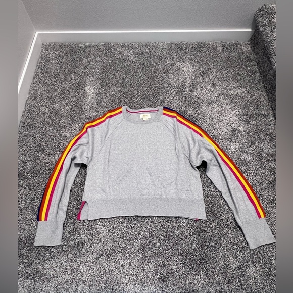 Maeve Sweaters - Women’s XS Maeve grey striped cropped sweater